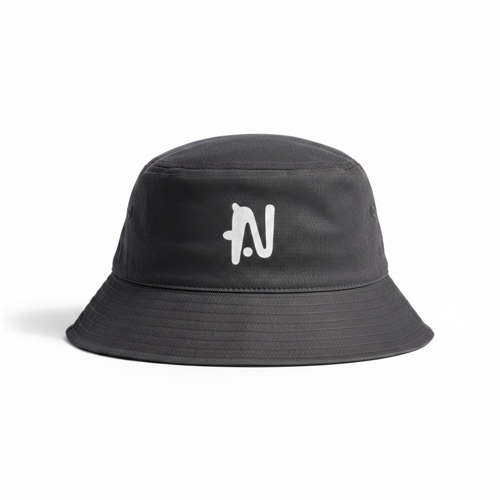 Black NTMG Bucket Hat on a white background